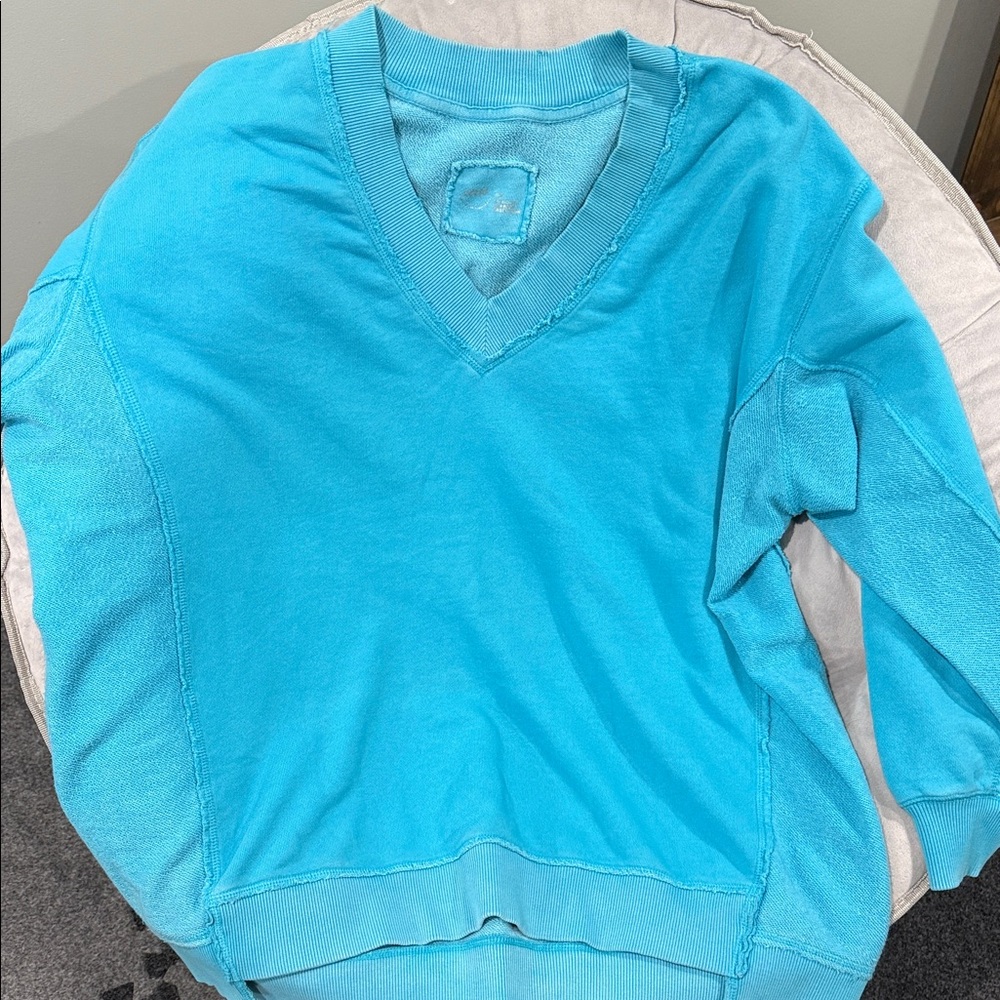 Aerie oversized V-Neck Blue Sweater